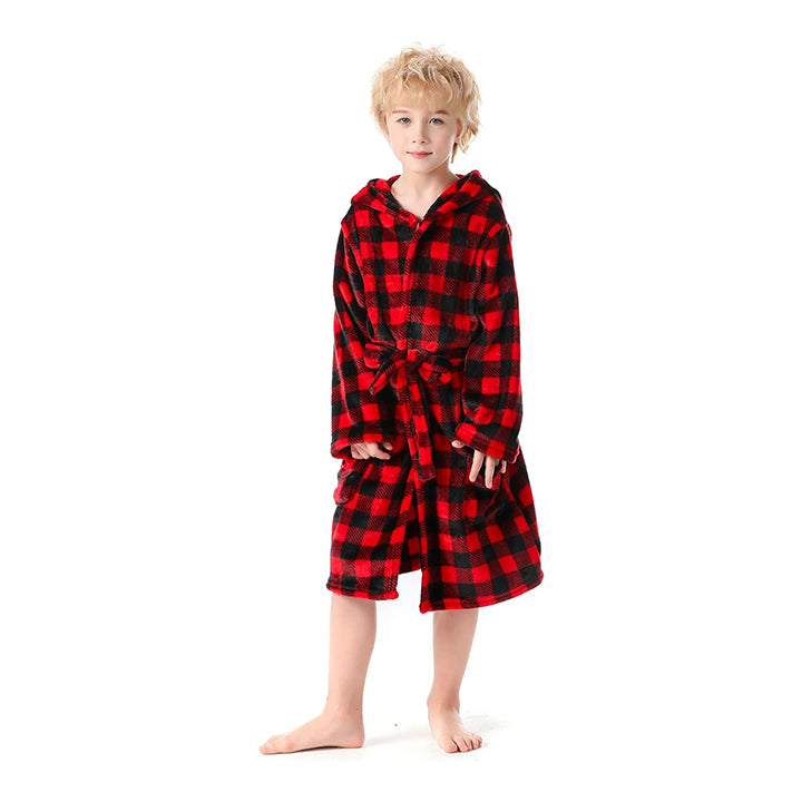 V.&GRIN Boys Fleece Robe, Hooded Toddler Soft Fuzzy Bathrobe