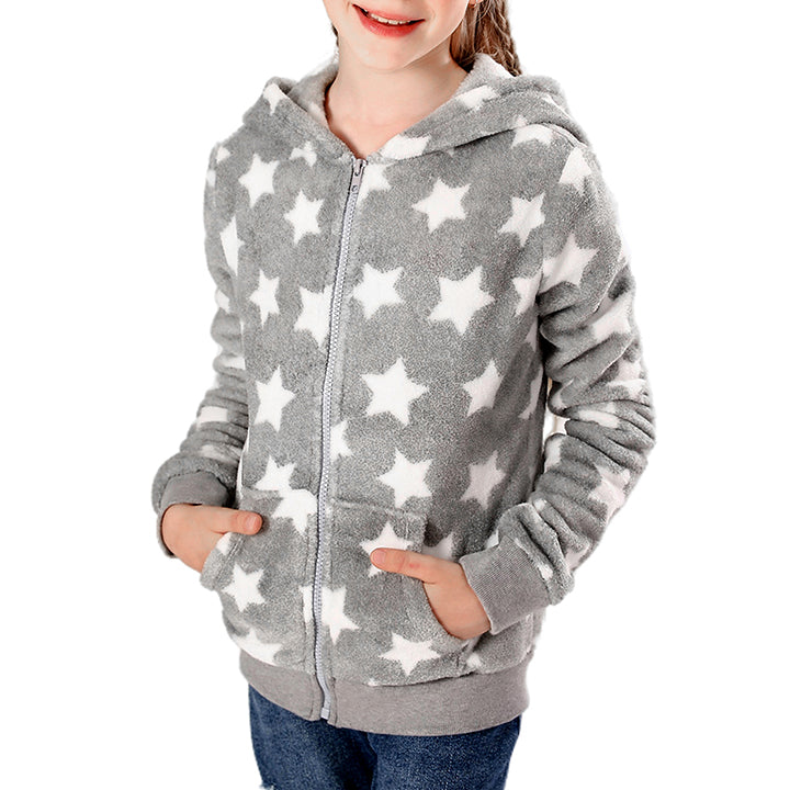 V.&GRIN Girl Zip up Hoodie Sweatshirt Soft Fuzzy Fleece Jacket with Pocket for Girls 5-16 Years