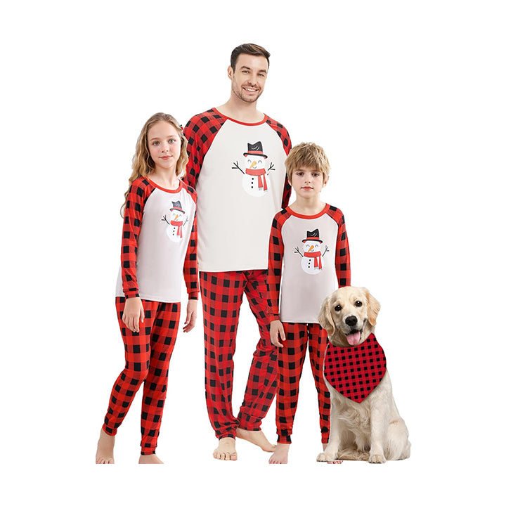 V.&GRIN Christmas Family Pajamas Matching Sets with Dog, Couples Plaid Holiday Funny Pjs Sleepwear Kids Xmas Gift