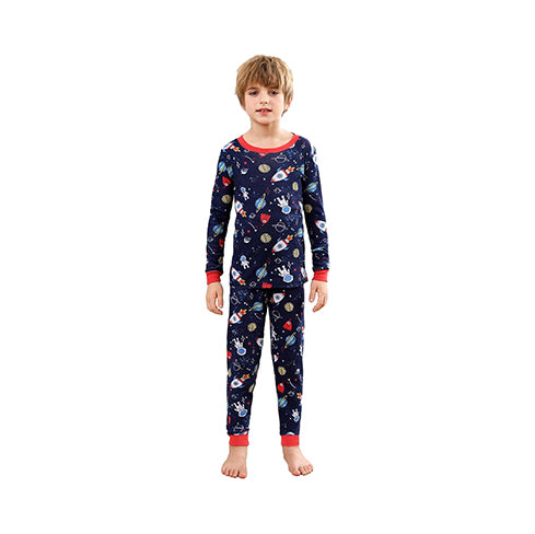 V.&GRIN Boys Cotton Pajamas, Snug Fit Toddler PJs with Long Sleeve Top and Pants - Size 2-12 Years Kids Clothes