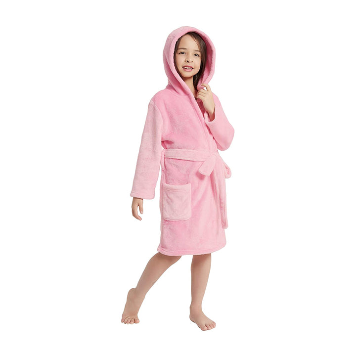 V.&GRIN Girls Fleece Robe, Hooded Toddler Soft Fuzzy Bathrobe for Kids 3-14 Years