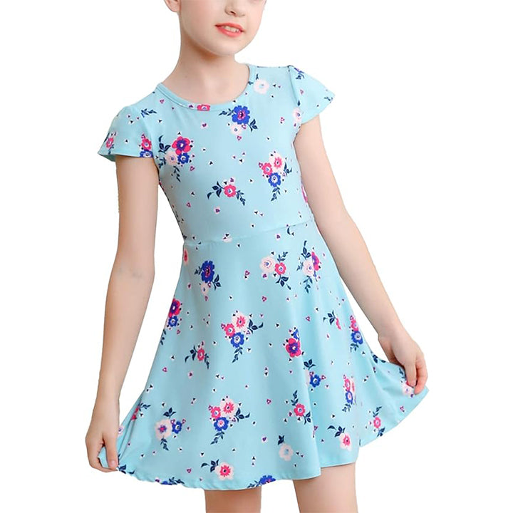 V.&GRIN Girls Spring Dress 2T to Size 8, Long Sleeve Unicorn Floral Twirly Casual Cute Kids Dress Clothes