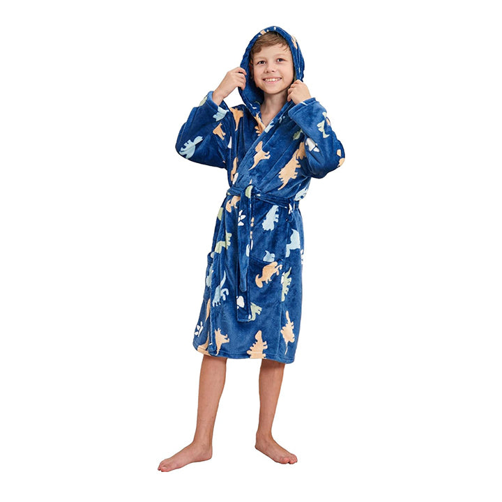 V.&GRIN Boys Fleece Robe, Hooded Toddler Soft Fuzzy Bathrobe