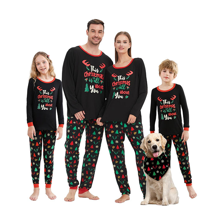 V.&GRIN Christmas Family Pajamas Matching Sets with Dog, Couples Plaid Holiday Funny Pjs Sleepwear Kids Xmas Gift