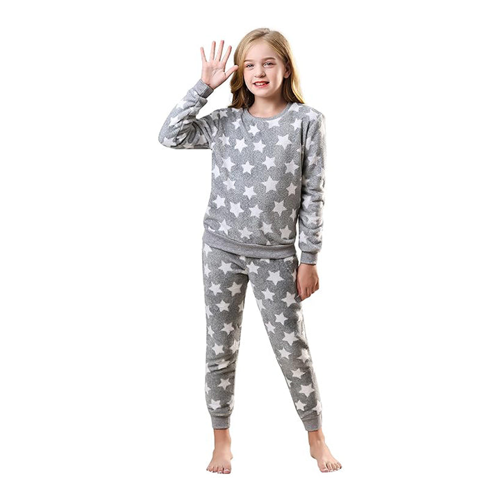 V.&GRIN Boys Girls Fleece Pajamas, Soft Cozy Pullover Sweatshirt Pants Set for Kids 7-16 Years