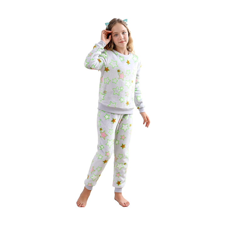 V.&GRIN Boys Girls Fleece Pajamas, Soft Cozy Pullover Sweatshirt Pants Set for Kids 7-16 Years