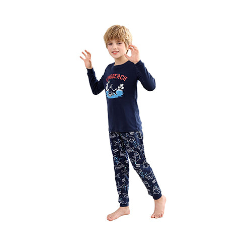 V.&GRIN Boys Cotton Pajamas, Snug Fit Toddler PJs with Long Sleeve Top and Pants - Size 2-12 Years Kids Clothes