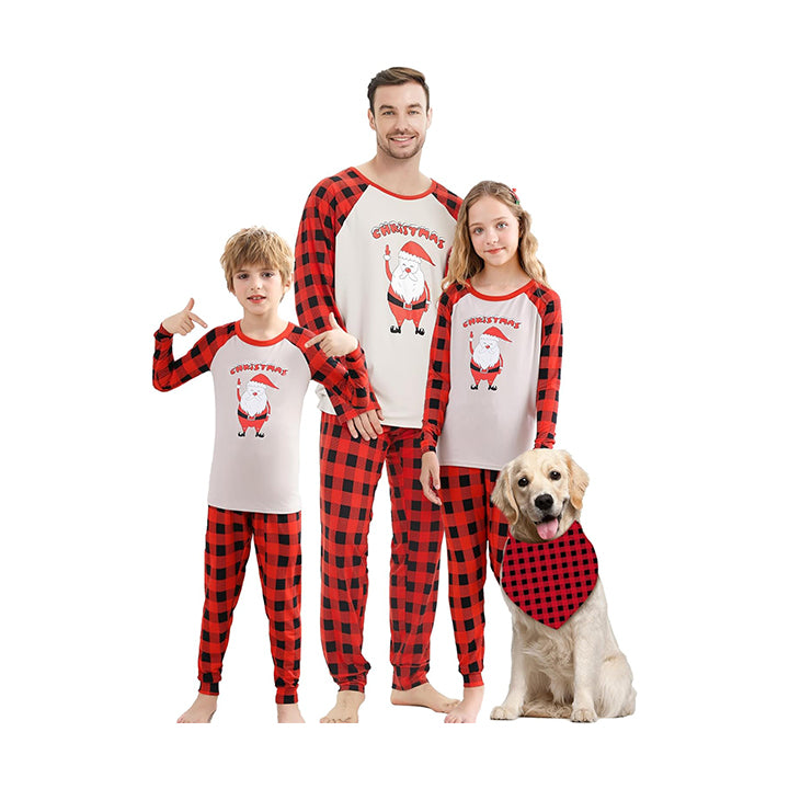 V.&GRIN Christmas Family Pajamas Matching Sets with Dog, Couples Plaid Holiday Funny Pjs Sleepwear Kids Xmas Gift