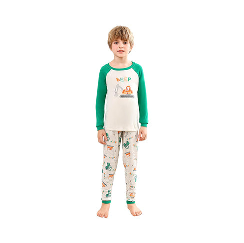 V.&GRIN Boys Cotton Pajamas, Snug Fit Toddler PJs with Long Sleeve Top and Pants - Size 2-12 Years Kids Clothes