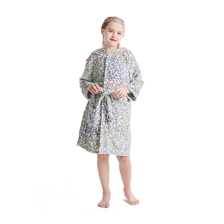 V.&GRIN Girls Fleece Robe, Hooded Toddler Soft Fuzzy Bathrobe for Kids 3-14 Years