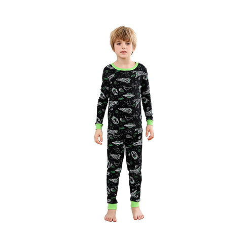 V.&GRIN Boys Cotton Pajamas, Snug Fit Toddler PJs with Long Sleeve Top and Pants - Size 2-12 Years Kids Clothes