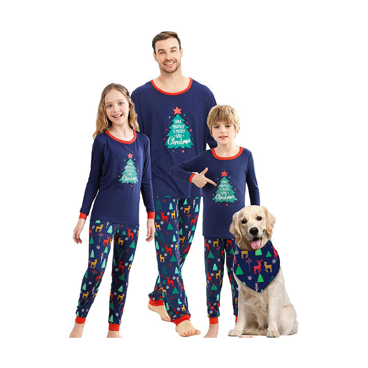 V.&GRIN Christmas Family Pajamas Matching Sets with Dog, Couples Plaid Holiday Funny Pjs Sleepwear Kids Xmas Gift