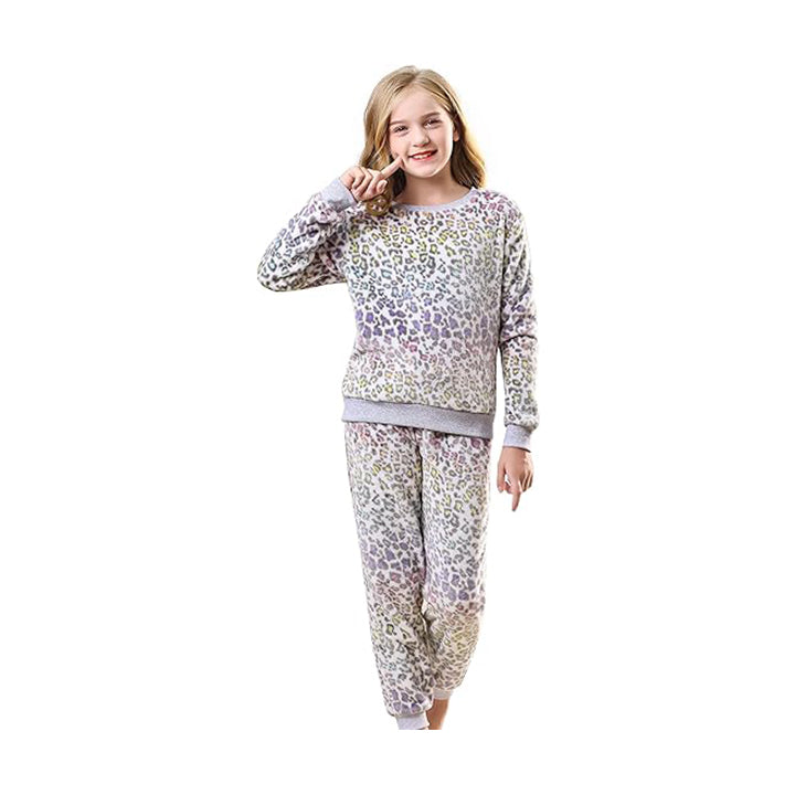 V.&GRIN Boys Girls Fleece Pajamas, Soft Cozy Pullover Sweatshirt Pants Set for Kids 7-16 Years