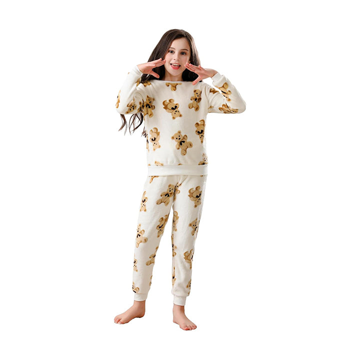 V.&GRIN Boys Girls Fleece Pajamas, Soft Cozy Pullover Sweatshirt Pants Set for Kids 7-16 Years